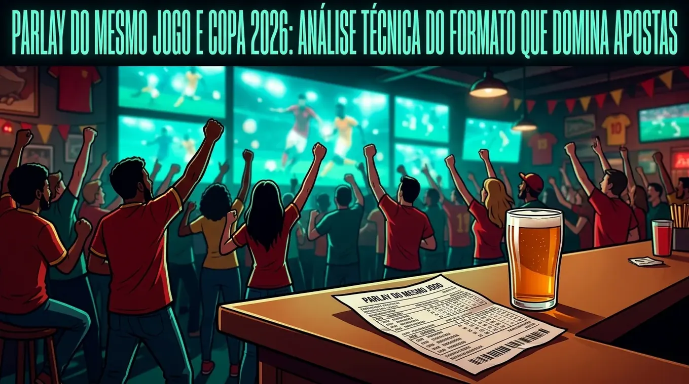 Fãs de futebol torcendo em bar, o novo formato de apostas Same Game Parlay.